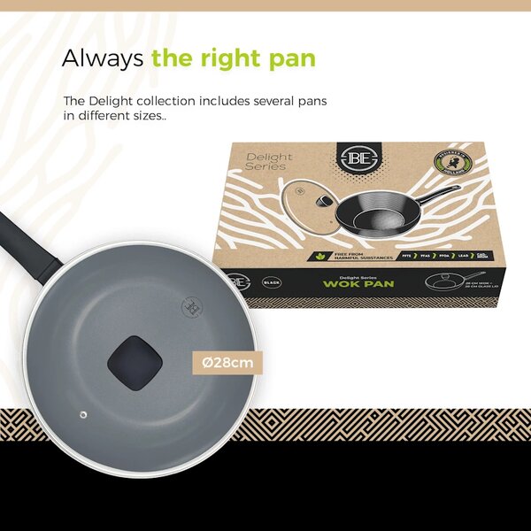 BE Living Wok ponev s pokrovom Delight Black 28 cm