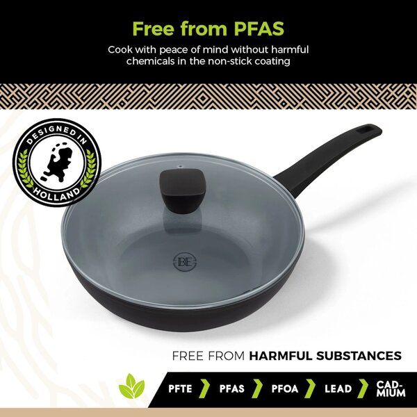 BE Living Wok ponev s pokrovom Delight Black 28 cm