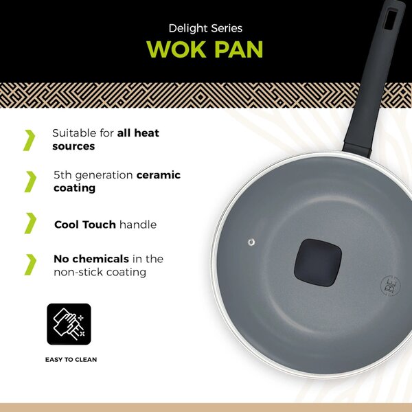 BE Living Wok ponev s pokrovom Delight Black 28 cm