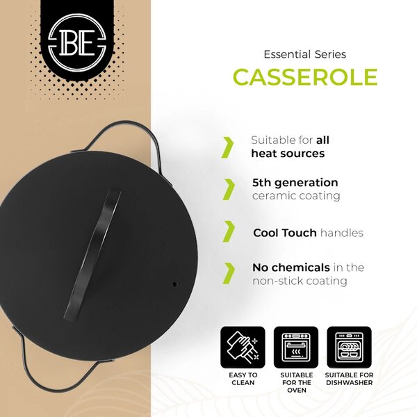 BE Living Lonec s pokrovom Essential Black 24 cm