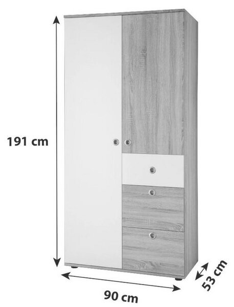 Mömax Omara S Klasičnimi Vrati Wiki Baby, Hrast, Bela, Š. 90cm