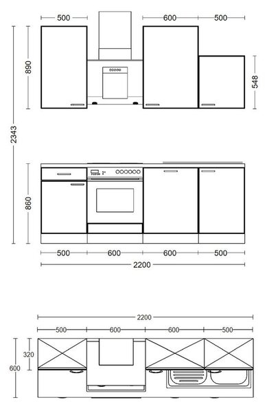 FlexWell Kuhinjski Blok Z Aparati Nepal, Kašmir, Barva Hrasta