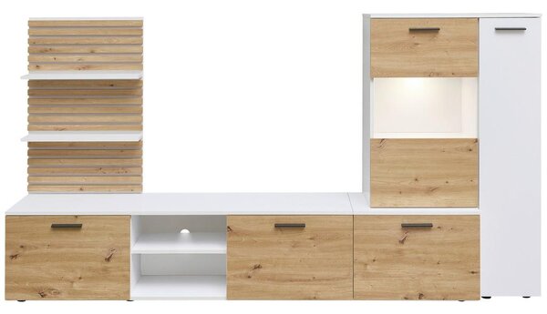 MID.YOU Dnevni Regal Heathrow, Barva Hrasta, Bela