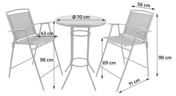Ambia Garden Vrtni Barski Set Garlos, 3-Delno