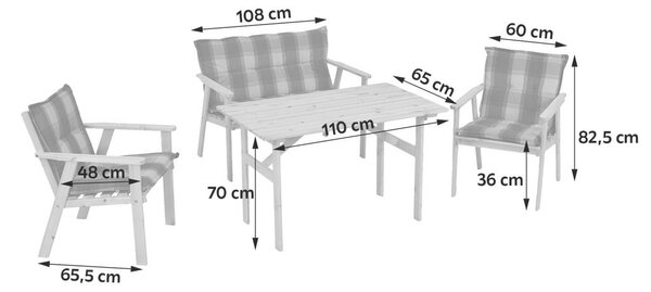 Gardenson Vrtni Set Sylt, 4-Delno, Masivno