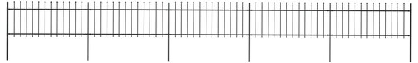 VidaXL Vrtna ograja s koničastimi vrhovi jeklo 8,5x0,8 m črna