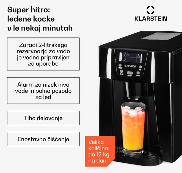 Klarstein IceVolcano 12kg/24h 0.6L Ladomat Črna
