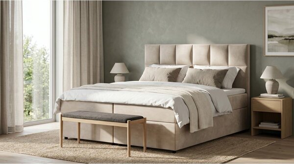 Bež boxspring postelja s prostorom za shranjevanje 180x200 cm Flip – Ropez