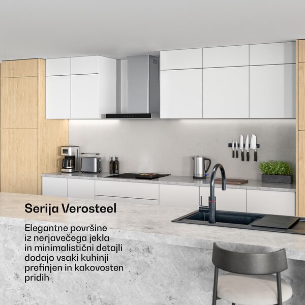 Klarstein Verosteel napa 60 cm, Elegantna, minimalistična, močna, Energijski razred A++, 881,6 m³/h