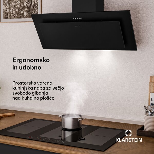 Klarstein Athena poševna kuhinjska napa | način odsesavanja in recirkulacije zraka | 254 m³/h | 56 W | 90 cm