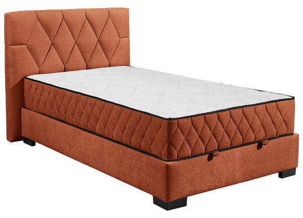 POSTELJA Z VZMETNICO 120 cm x 200 cm , tekstil, leseni material barve konjaka