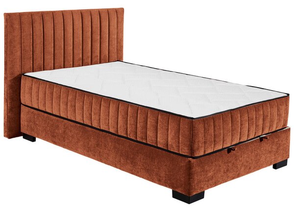 POSTELJA Z VZMETNICO 120 cm x 200 cm , tekstil, leseni material barve konjaka