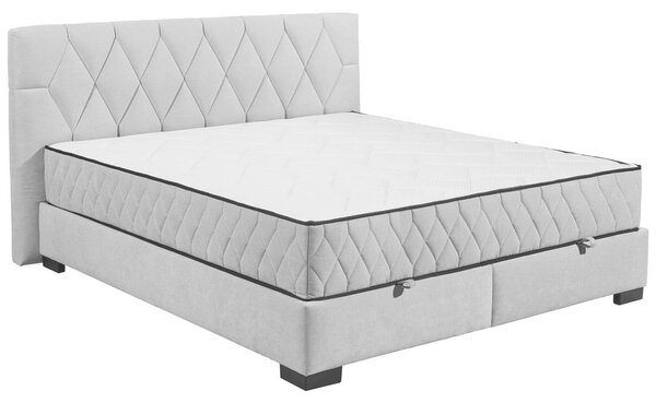 POSTELJA Z VZMETNICO 180 cm x 200 cm , tekstil, leseni material svetlo siva