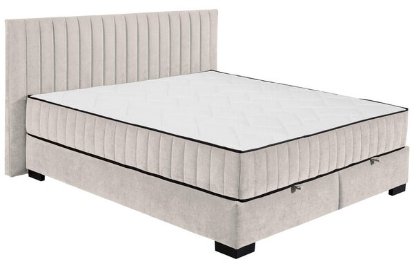 POSTELJA Z VZMETNICO 180 cm x 200 cm , tekstil, leseni material bež
