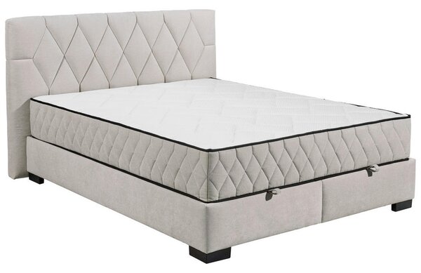 POSTELJA Z VZMETNICO 160 cm x 200 cm , leseni material, tekstil bež