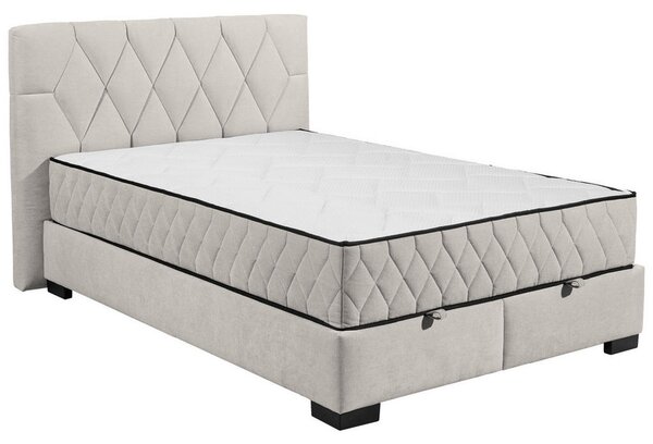 POSTELJA Z VZMETNICO 140 cm x 200 cm , tekstil, leseni material bež