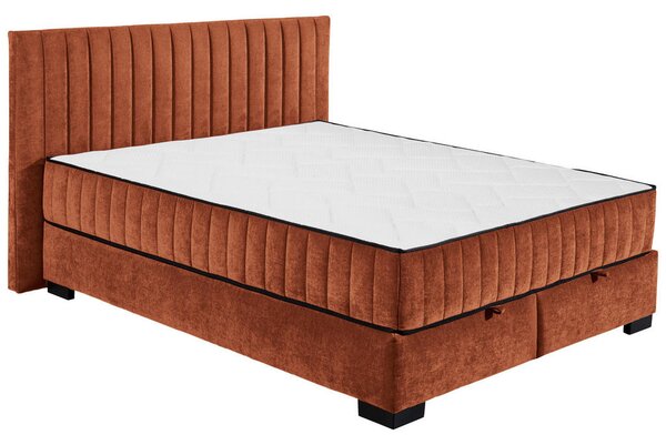 POSTELJA Z VZMETNICO 160 cm x 200 cm , tekstil, leseni material barve konjaka