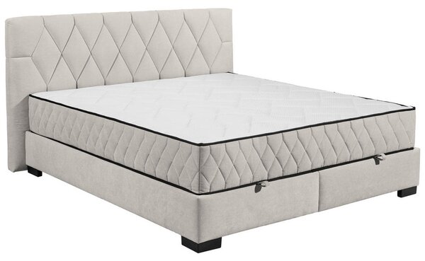 POSTELJA Z VZMETNICO 180 cm x 200 cm , tekstil, leseni material bež