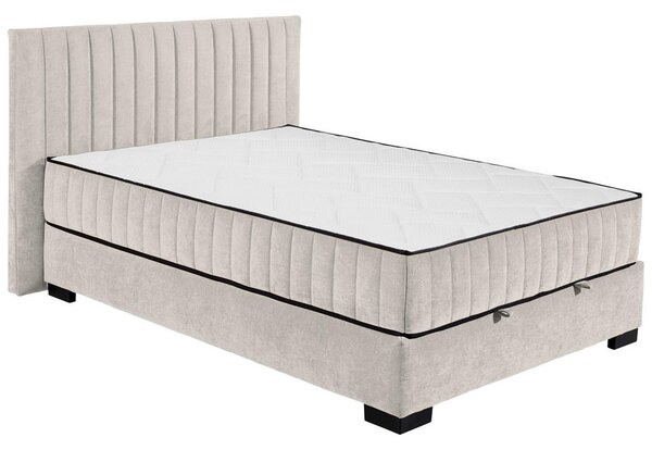POSTELJA Z VZMETNICO 140 cm x 200 cm , tekstil, leseni material bež