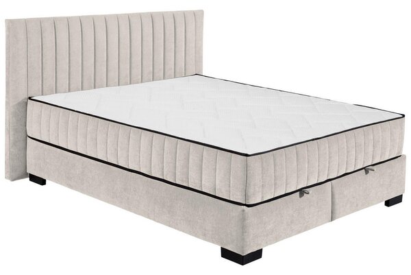 POSTELJA Z VZMETNICO 160 cm x 200 cm , tekstil, leseni material bež
