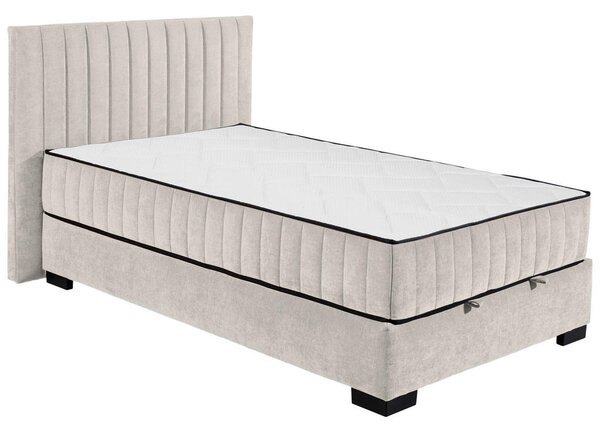 POSTELJA Z VZMETNICO 120 cm x 200 cm , tekstil, leseni material bež