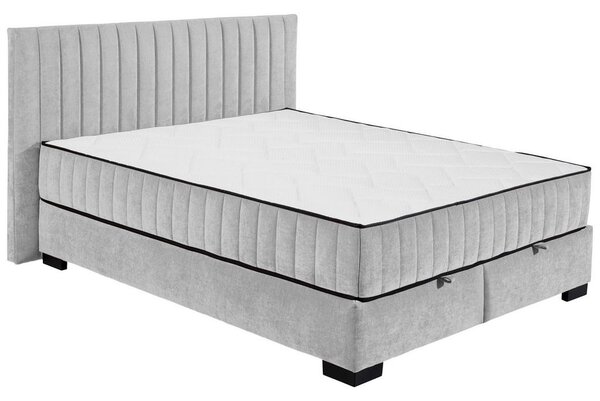 POSTELJA Z VZMETNICO 160 cm x 200 cm , tekstil, leseni material svetlo siva