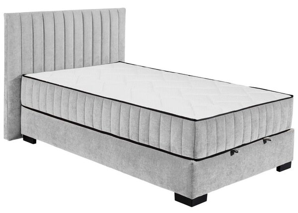 POSTELJA Z VZMETNICO 120 cm x 200 cm , tekstil, leseni material svetlo siva