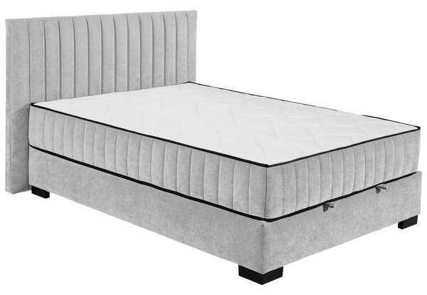 POSTELJA Z VZMETNICO 140 cm x 200 cm , tekstil, leseni material svetlo siva