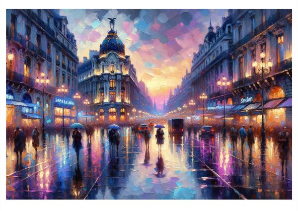Slika slikarski pogled na večerni Pariz