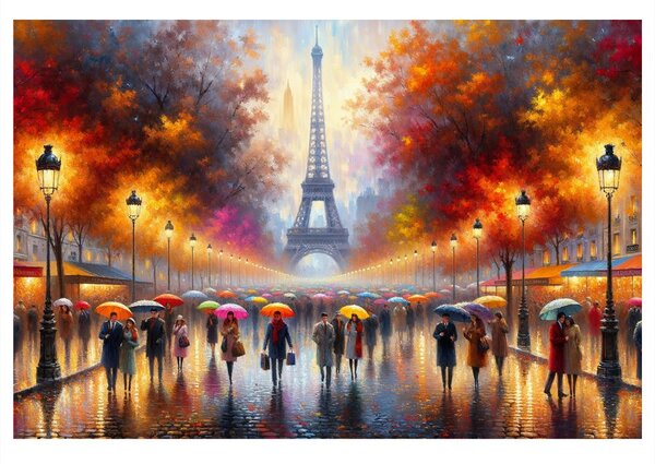 Slika jesenski Pariz z Eifflovim stolpom