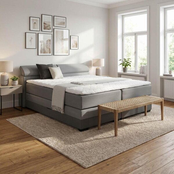 Premium Living Postelja Boxspring Sevilla, Siva, 180x200