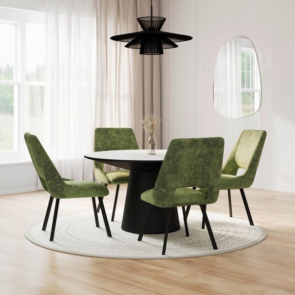 Bessagi Home Jedilna Garnitura Amarillo, Miza Ø 120cm, 4x Stol