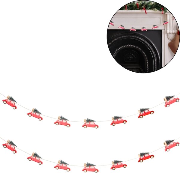 Božična lesena girlanda WINTER CARS, 1,5 m