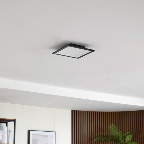 Lindby LED plošča Enhife, črna, 30 x cm, kovinska, 4.000K, Črna, Študija / pisarna, Aluminij, Sodobni