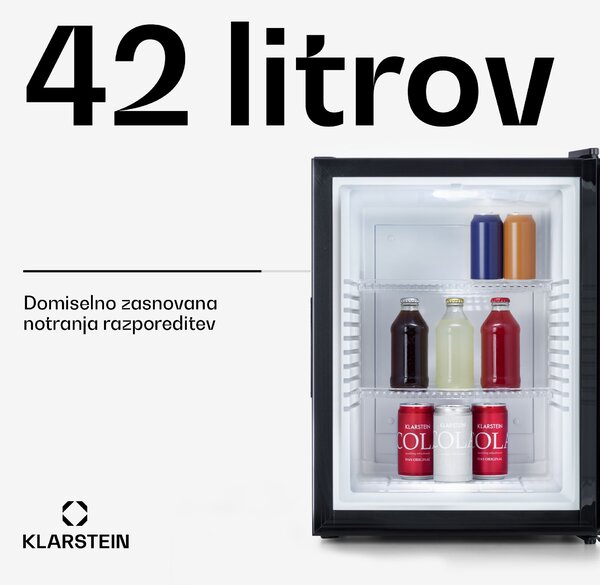 Klarstein Brooklyn 42, mini hladilnik, s steklenimi vrati, LED osvetlitvijo, policami