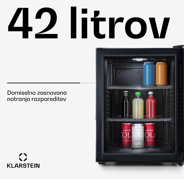 Klarstein Brooklyn 42, mini hladilnik, s steklenimi vrati, LED osvetlitvijo, policami
