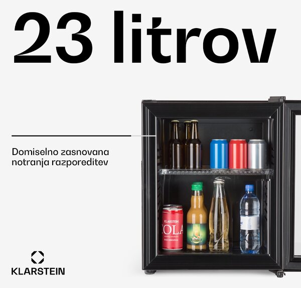 Klarstein Brooklyn 23, mini hladilnik, s steklenimi vrati, LED osvetlitvijo, policami