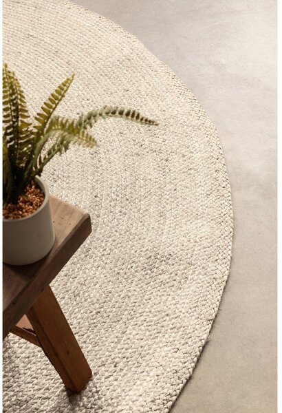 Kremno bela obojestranska/ročno tkana okrogla preproga iz jute ø 200 cm Braided – Hanse Home