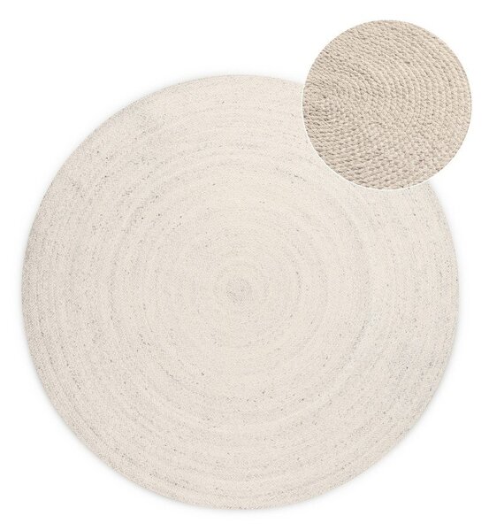 Kremno bela obojestranska/ročno tkana okrogla preproga iz jute ø 200 cm Braided – Hanse Home