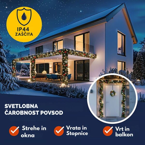 Božična girlanda ANDREA z osvetlitvijo na daljinsko upravljanje, okrašena, 5 m, zelena Casaria