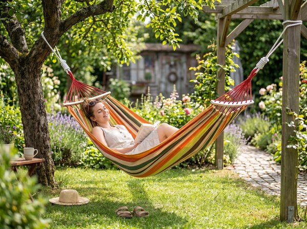 Viseča mreža ZENVIO COMFORT 200x80 cm, oranžna + torba brezplačno