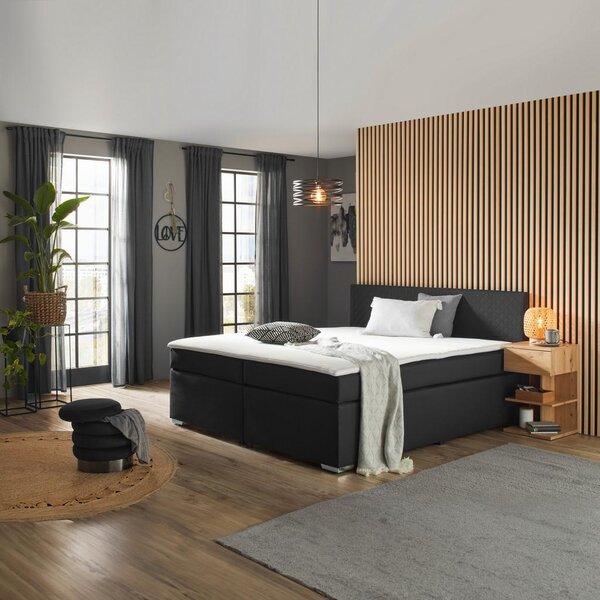 Mömax Boxspring Postelja Mali New, Črna, 180x200