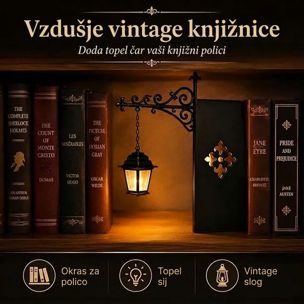 Shelfwisp™ Lučka Laterna Za Knjižno Polico – 2 Kosa