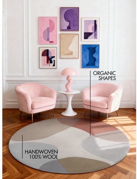 Bež ročno tkana volnena okrogla preproga ø 200 cm Hackney Clarissa – Ted Baker
