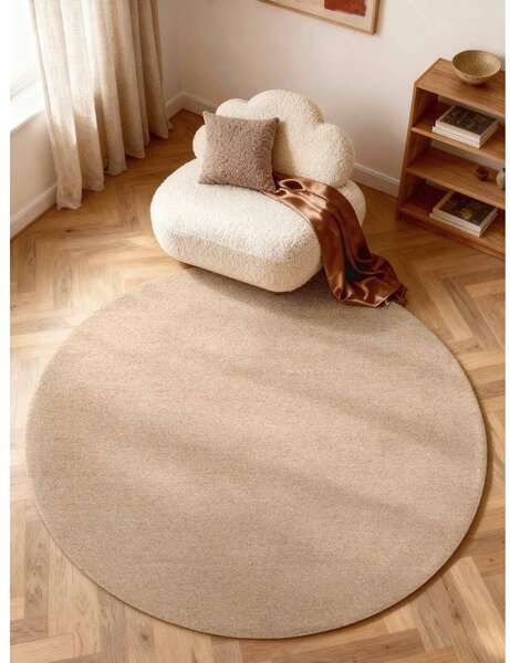 Ročno tkana volnena okrogla preproga v naravni barvi ø 160 cm Puristic Knots – Elle Decoration