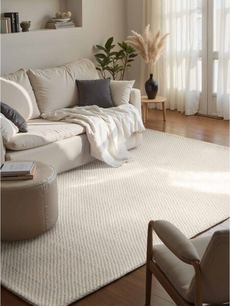 Kremno bela ročno tkana volnena preproga 140x200 cm Lyon Beans – Elle Decoration