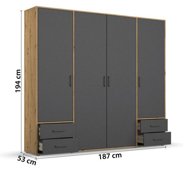 Modern Living Omara S Klasičnimi Vrati Voyager, Barva Hrasta, Siva