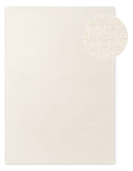Kremno bela ročno tkana volnena preproga 140x200 cm Puristic Knots – Elle Decoration
