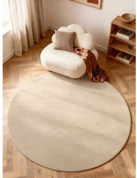 Bež ročno tkana volnena okrogla preproga ø 200 cm Puristic Knots – Elle Decoration