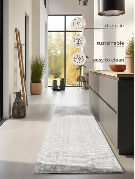Svetlo siv obojestranski ročno tkan tekač iz jute 80x200 cm Bouclé Jaipur – Hanse Home